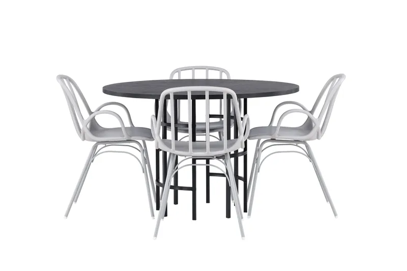 Copenhagen Matgrupp 115 cm Rund med 4 Dyrön stolar - Svart - Möbler - Bord & matgrupper - Matgrupper