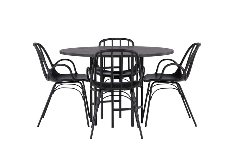 Copenhagen Matgrupp 115 cm Rund med 4 Dyrön stolar - Svart - Möbler - Bord & matgrupper - Matgrupper