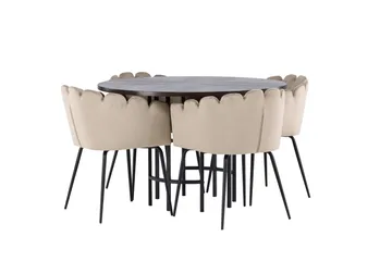 Copenhagen Matgrupp 115 cm Rund med 4 Limhamn stolar - Beige - Möbler - Bord & matgrupper - Matgrupper