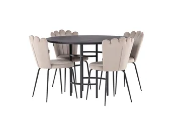 Copenhagen Matgrupp 115 cm Rund med 4 Limhamn stolar - Beige - Möbler - Bord & matgrupper - Matgrupper