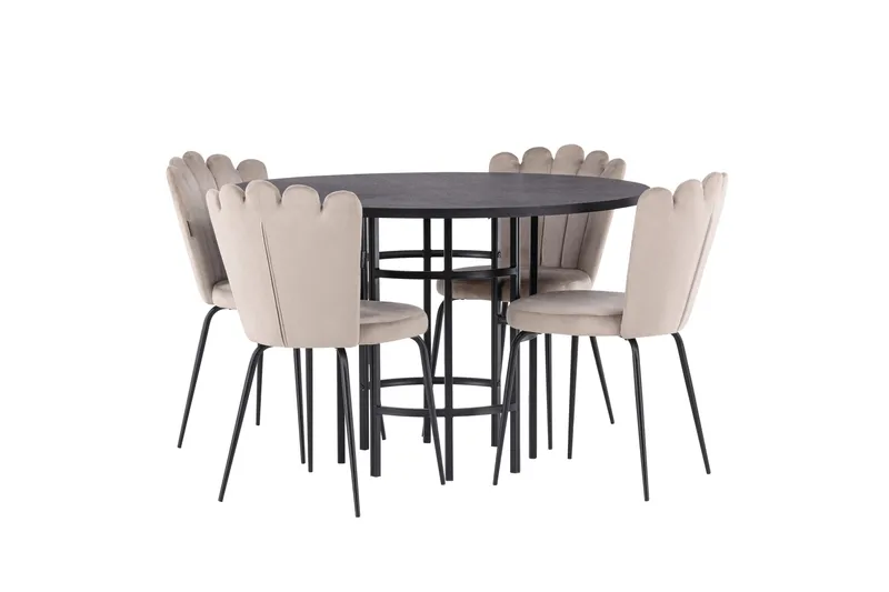 Copenhagen Matgrupp 115 cm Rund med 4 Limhamn stolar - Beige - Möbler - Bord & matgrupper - Matgrupper