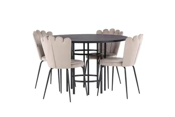 Copenhagen Matgrupp 115 cm Rund med 4 Limhamn stolar - Beige - Möbler - Bord & matgrupper - Matgrupper