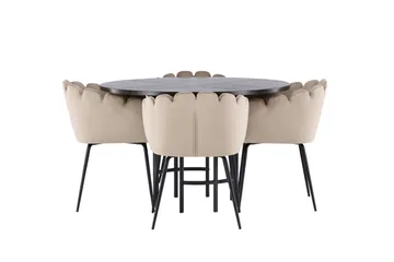 Copenhagen Matgrupp 115 cm Rund med 4 Limhamn stolar - Beige - Möbler - Bord & matgrupper - Matgrupper