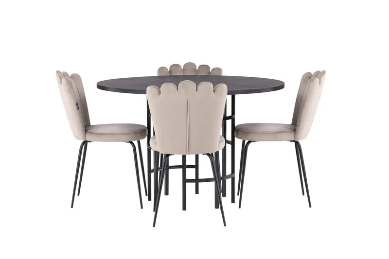 Copenhagen Matgrupp 115 cm Rund med 4 Limhamn stolar - Beige - Möbler - Bord & matgrupper - Matgrupper