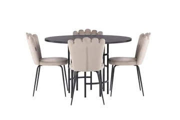 Copenhagen Matgrupp 115 cm Rund med 4 Limhamn stolar - Beige - Möbler - Bord & matgrupper - Matgrupper