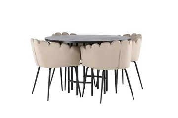 Copenhagen Matgrupp 115 cm Rund med 4 Limhamn stolar - Beige - Möbler - Bord & matgrupper - Matgrupper