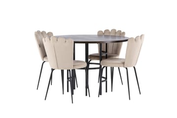 Copenhagen Matgrupp 115 cm Rund med 4 Limhamn stolar - Beige - Möbler - Bord & matgrupper - Matgrupper