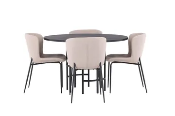 Copenhagen Matgrupp 115 cm Rund med 4 Modesto stolar - Svart - Möbler - Bord & matgrupper - Matgrupper