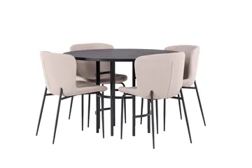Copenhagen Matgrupp 115 cm Rund med 4 Modesto stolar - Svart - Möbler - Bord & matgrupper - Matgrupper