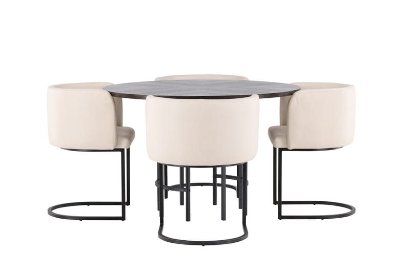 Copenhagen Matgrupp 115 cm Rund med 4 Simrishman stolar - Beige - Möbler - Bord & matgrupper - Matgrupper