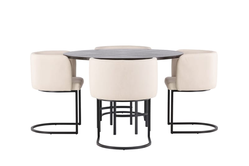 Copenhagen Matgrupp 115 cm Rund med 4 Simrishman stolar - Beige - Möbler - Bord & matgrupper - Matgrupper