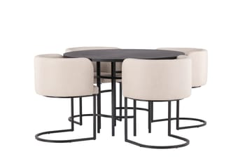 Copenhagen Matgrupp 115 cm Rund med 4 Simrishman stolar - Beige - Möbler - Bord & matgrupper - Matgrupper