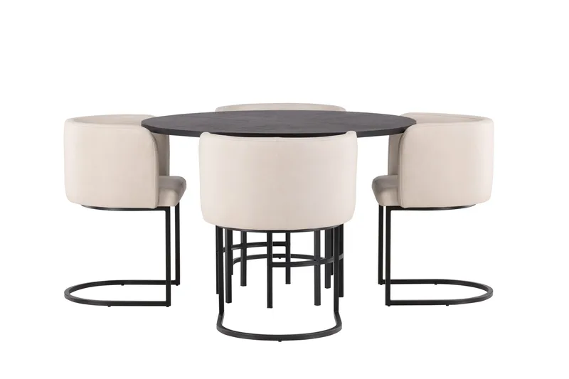 Copenhagen Matgrupp 115 cm Rund med 4 Simrishman stolar - Beige - Möbler - Bord & matgrupper - Matgrupper