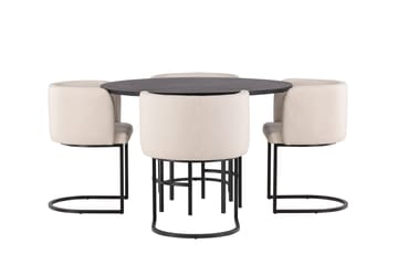 Copenhagen Matgrupp 115 cm Rund med 4 Simrishman stolar - Beige - Möbler - Bord & matgrupper - Matgrupper
