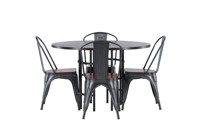 Copenhagen Matgrupp 115 cm Rund med 4 Tempe stolar, Mocca