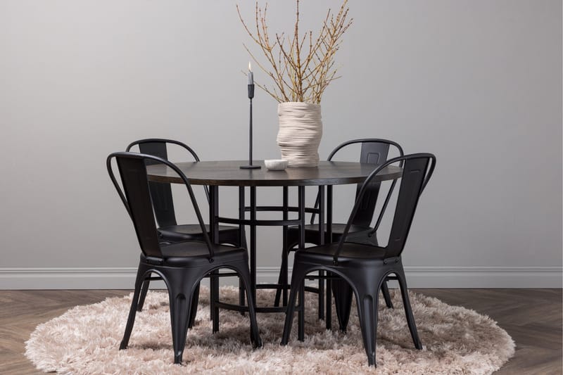 Copenhagen Matgrupp 115 cm Rund med 4 Tempe Stolar - Svart - Möbler - Bord & matgrupper - Matgrupper