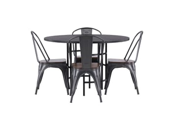 Copenhagen Matgrupp 115 cm Rund med 4 Tempe stolar - Svart - Möbler - Bord & matgrupper - Matgrupper