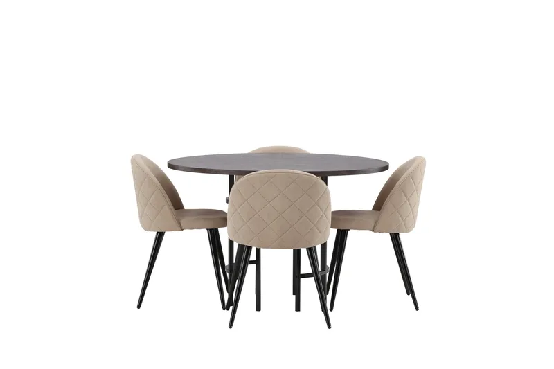 Copenhagen Matgrupp 115 cm Rund med 4 Velvet stolar - Beige - Möbler - Bord & matgrupper - Matgrupper