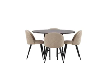 Copenhagen Matgrupp 115 cm Rund med 4 Velvet stolar - Beige - Möbler - Bord & matgrupper - Matgrupper