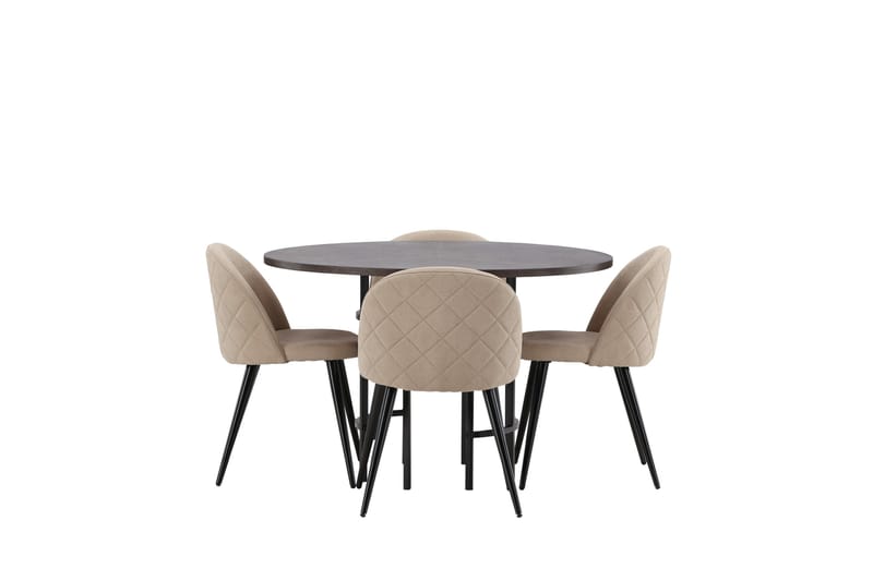 Copenhagen Matgrupp 115 cm Rund med 4 Velvet stolar - Beige - Möbler - Bord & matgrupper - Matgrupper