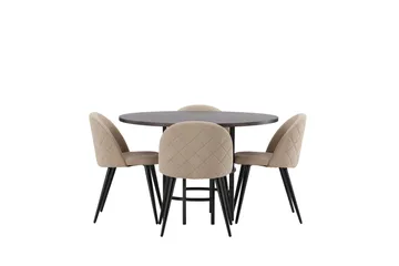 Copenhagen Matgrupp 115 cm Rund med 4 Velvet stolar - Beige - Möbler - Bord & matgrupper - Matgrupper