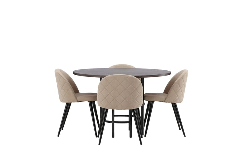 Copenhagen Matgrupp 115 cm Rund med 4 Velvet stolar - Beige - Möbler - Bord & matgrupper - Matgrupper