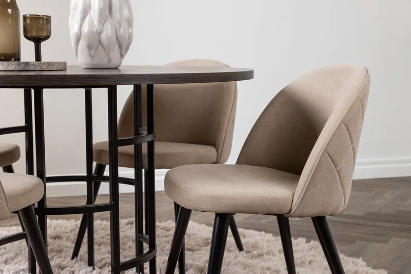 Copenhagen Matgrupp 115 cm Rund med 4 Velvet stolar - Beige - Möbler - Bord & matgrupper - Matgrupper