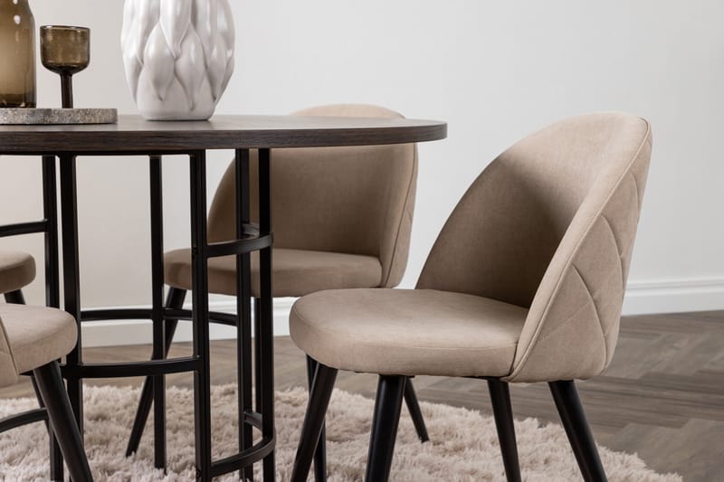 Copenhagen Matgrupp 115 cm Rund med 4 Velvet stolar - Beige - Möbler - Bord & matgrupper - Matgrupper