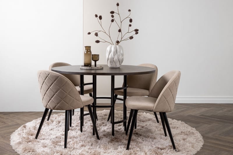 Copenhagen Matgrupp 115 cm Rund med 4 Velvet stolar - Beige - Möbler - Bord & matgrupper - Matgrupper