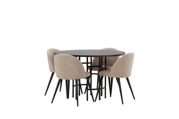 Copenhagen Matgrupp 115 cm Rund med 4 Velvet stolar - Beige - Möbler - Bord & matgrupper - Matgrupper