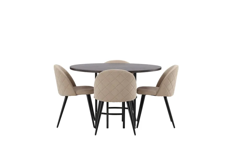 Copenhagen Matgrupp 115 cm Rund med 4 Velvet stolar - Beige - Möbler - Bord & matgrupper - Matgrupper