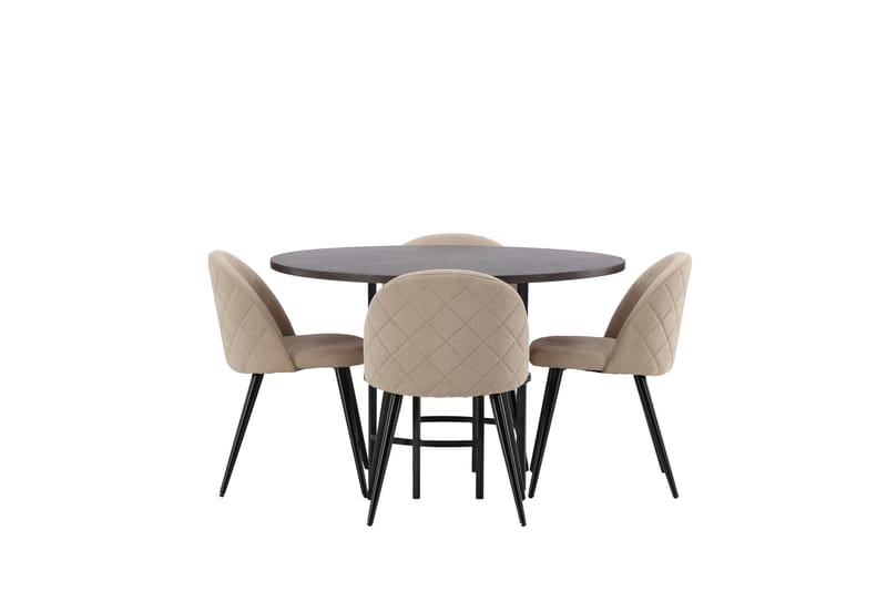 Copenhagen Matgrupp 115 cm Rund med 4 Velvet stolar - Beige - Möbler - Bord & matgrupper - Matgrupper