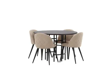 Copenhagen Matgrupp 115 cm Rund med 4 Velvet stolar - Beige - Möbler - Bord & matgrupper - Matgrupper