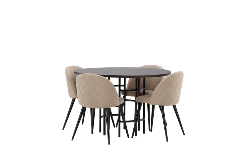 Copenhagen Matgrupp 115 cm Rund med 4 Velvet stolar - Beige - Möbler - Bord & matgrupper - Matgrupper