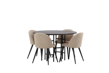 Copenhagen Matgrupp 115 cm Rund med 4 Velvet stolar - Beige - Möbler - Bord & matgrupper - Matgrupper