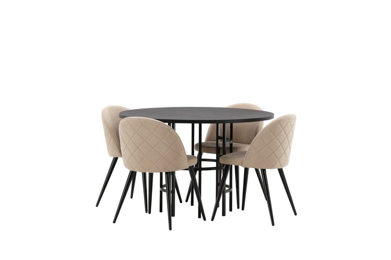 Copenhagen Matgrupp 115 cm Rund med 4 Velvet stolar - Beige - Möbler - Bord & matgrupper - Matgrupper