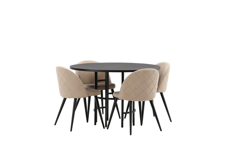 Copenhagen Matgrupp 115 cm Rund med 4 Velvet stolar - Beige - Möbler - Bord & matgrupper - Matgrupper