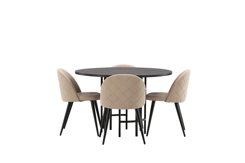 Copenhagen Matgrupp 115 cm Rund med 4 Velvet stolar - Beige - Möbler - Bord & matgrupper - Matgrupper