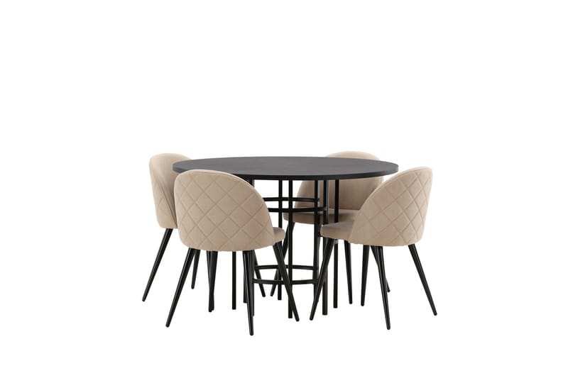 Copenhagen Matgrupp 115 cm Rund med 4 Velvet stolar - Beige - Möbler - Bord & matgrupper - Matgrupper