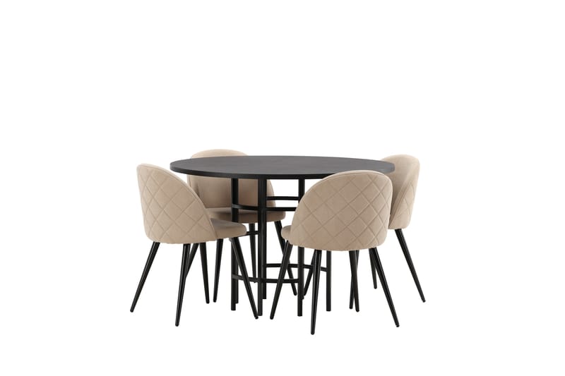 Copenhagen Matgrupp 115 cm Rund med 4 Velvet stolar - Beige - Möbler - Bord & matgrupper - Matgrupper