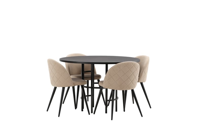 Copenhagen Matgrupp 115 cm Rund med 4 Velvet stolar - Beige - Möbler - Bord & matgrupper - Matgrupper