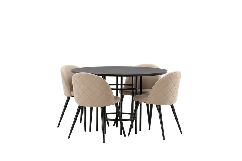 Copenhagen Matgrupp 115 cm Rund med 4 Velvet stolar - Beige - Möbler - Bord & matgrupper - Matgrupper