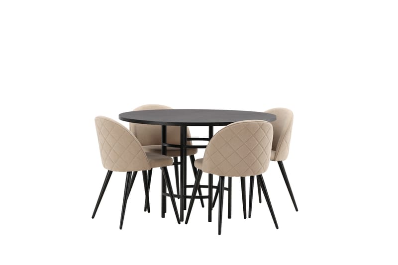 Copenhagen Matgrupp 115 cm Rund med 4 Velvet stolar - Beige - Möbler - Bord & matgrupper - Matgrupper