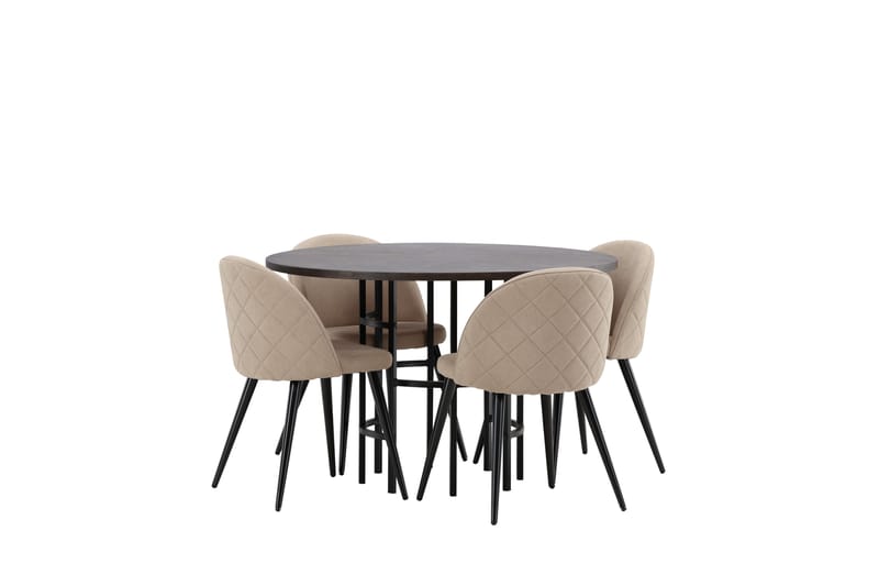 Copenhagen Matgrupp 115 cm Rund med 4 Velvet stolar - Beige - Möbler - Bord & matgrupper - Matgrupper