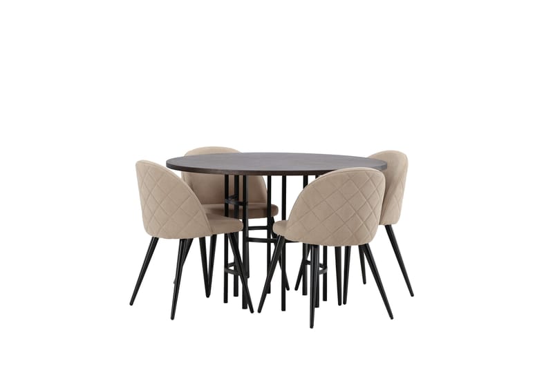 Copenhagen Matgrupp 115 cm Rund med 4 Velvet stolar - Beige - Möbler - Bord & matgrupper - Matgrupper