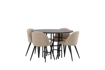 Copenhagen Matgrupp 115 cm Rund med 4 Velvet stolar - Beige - Möbler - Bord & matgrupper - Matgrupper