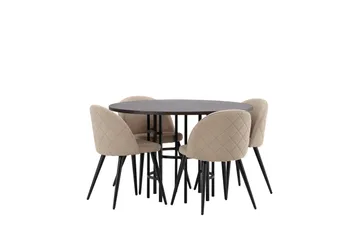 Copenhagen Matgrupp 115 cm Rund med 4 Velvet stolar - Beige - Möbler - Bord & matgrupper - Matgrupper