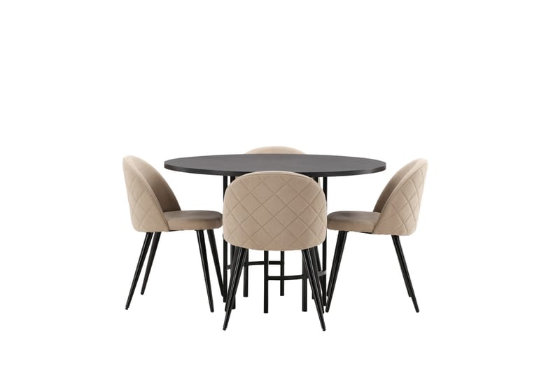 Copenhagen Matgrupp 115 cm Rund med 4 Velvet stolar - Beige - Möbler - Bord & matgrupper - Matgrupper