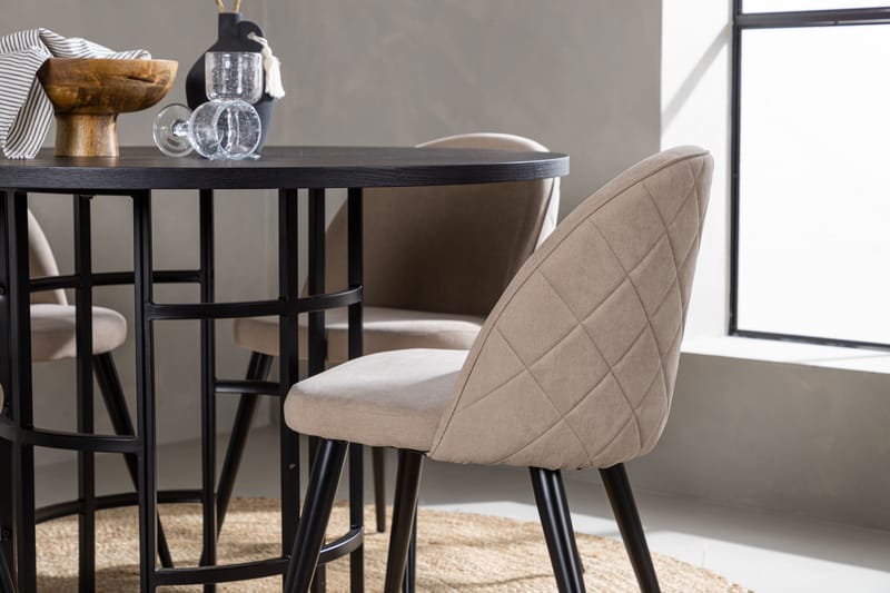 Copenhagen Matgrupp 115 cm Rund med 4 Velvet stolar - Beige - Möbler - Bord & matgrupper - Matgrupper
