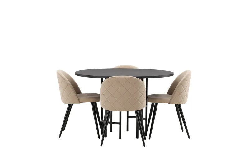 Copenhagen Matgrupp 115 cm Rund med 4 Velvet stolar - Beige - Möbler - Bord & matgrupper - Matgrupper